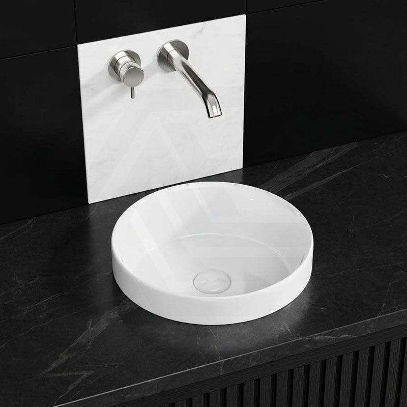 Ceramic Drop in/Above Counter Basin Round Inset Wash Basin 360x360x115mm - Matt/Gloss White