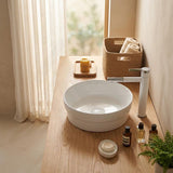 Ceramic Drop in/Above Counter Basin Round Inset Wash Basin 360x360x115mm - Matt/Gloss White