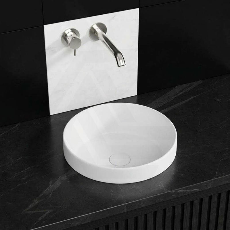 Ceramic Drop in/Above Counter Basin Round Inset Wash Basin 360x360x115mm - Matt/Gloss White