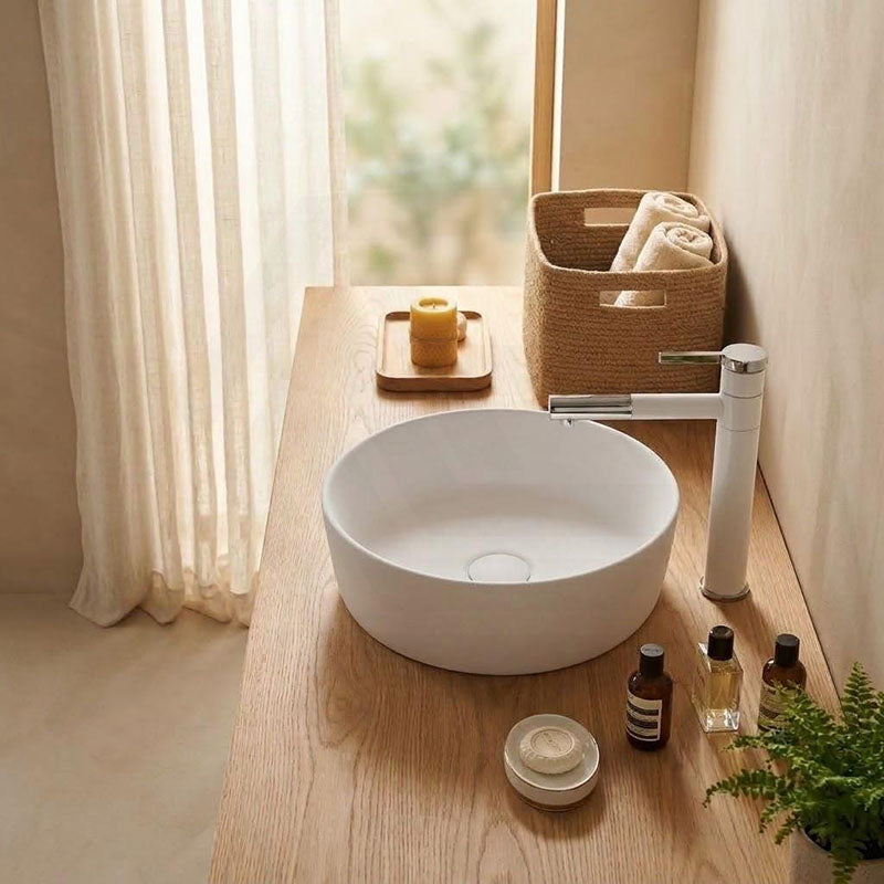 Ceramic Drop in/Above Counter Basin Round Inset Wash Basin 360x360x115mm - Matt/Gloss White