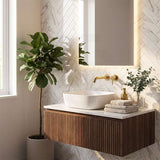 Round-Edged Square Ceramic Above Counter Bathroom Basin Ultra Slim 375x375x120mm - Gloss White