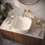 Round-Edged Square Ceramic Above Counter Bathroom Basin Ultra Slim 375x375x120mm - Gloss White
