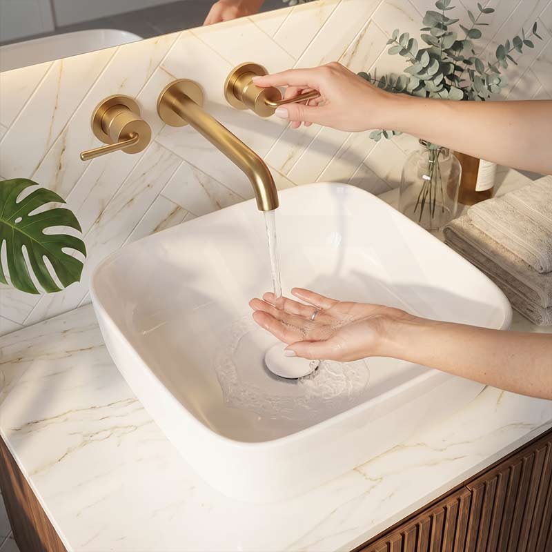 Round-Edged Square Ceramic Above Counter Bathroom Basin Ultra Slim 375x375x120mm - Gloss White