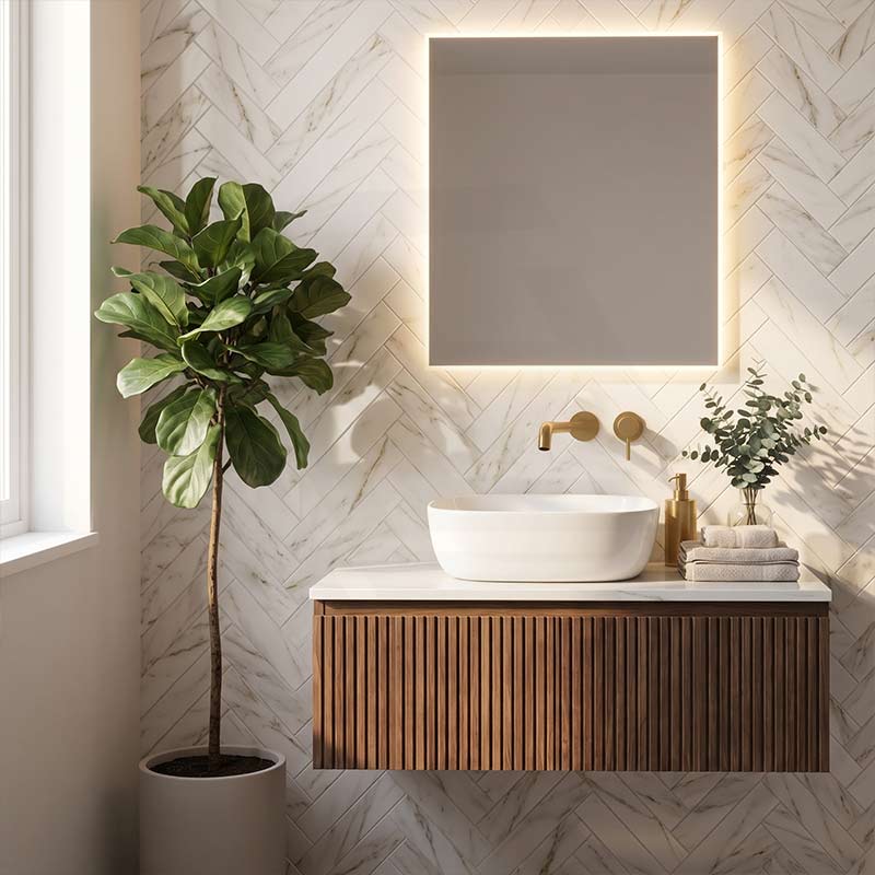 Round-Edged Square Ceramic Above Counter Bathroom Basin Ultra Slim 375x375x120mm - Gloss White