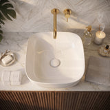 Round-Edged Square Ceramic Above Counter Bathroom Basin Ultra Slim 375x375x120mm - Gloss White