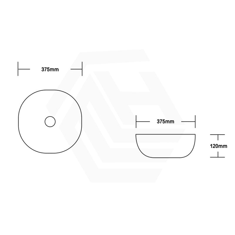 Round-Edged Square Ceramic Above Counter Bathroom Basin Ultra Slim 375x375x120mm - Gloss White