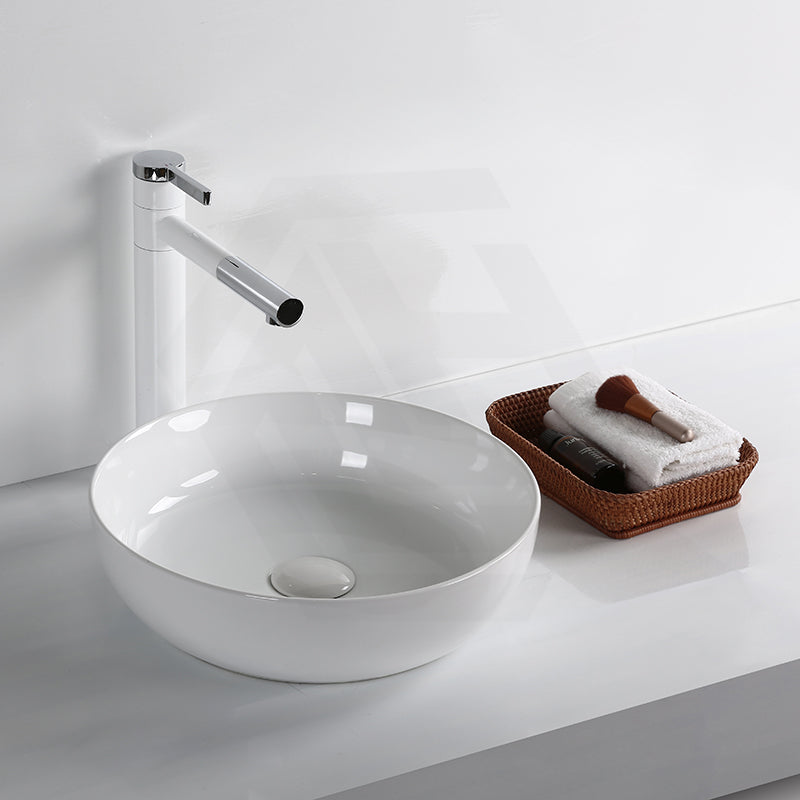 360x360x105mm Infinity Round Above Counter Basin Ceramic Gloss White
