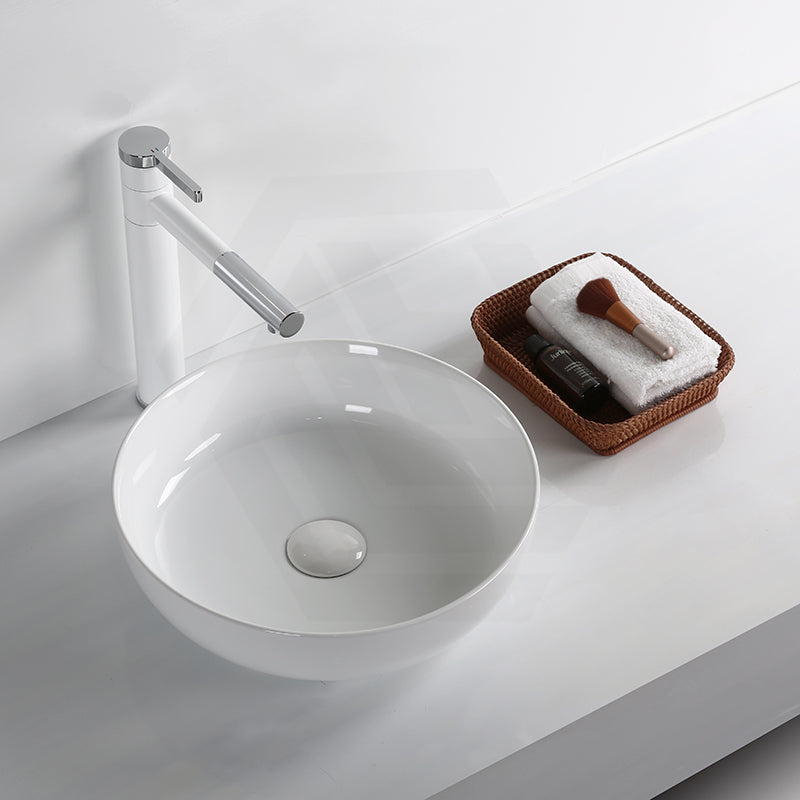 360x360x105mm Infinity Round Above Counter Basin Ceramic Gloss White
