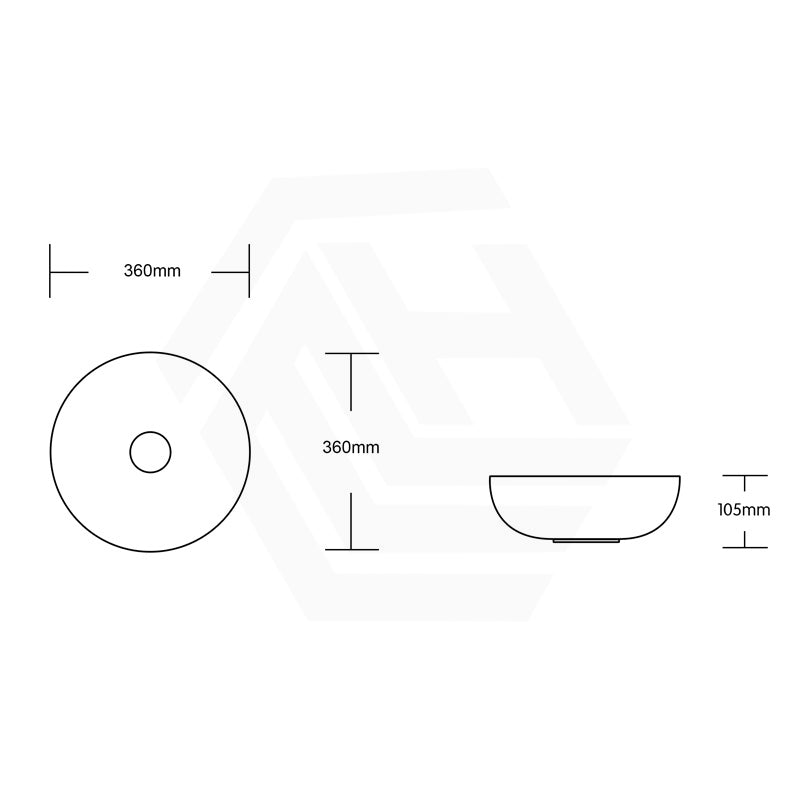 360x360x105mm Infinity Round Above Counter Basin Ceramic Gloss White