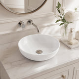 Infinity Round Ceramic Above Counter Basin No Overflow 360x360x105mm - Gloss White