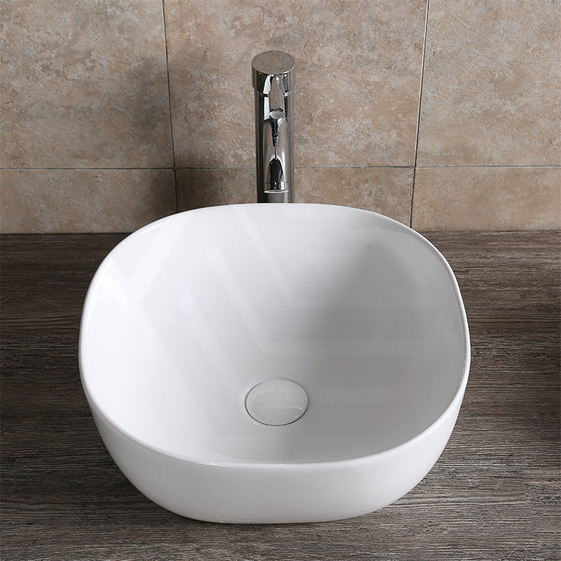Infinity 410x410x145mm Gloss White Ceramic Round-Edged Square Above Counter Basin