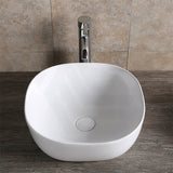 Infinity 410x410x145mm Gloss White Ceramic Round-Edged Square Above Counter Basin