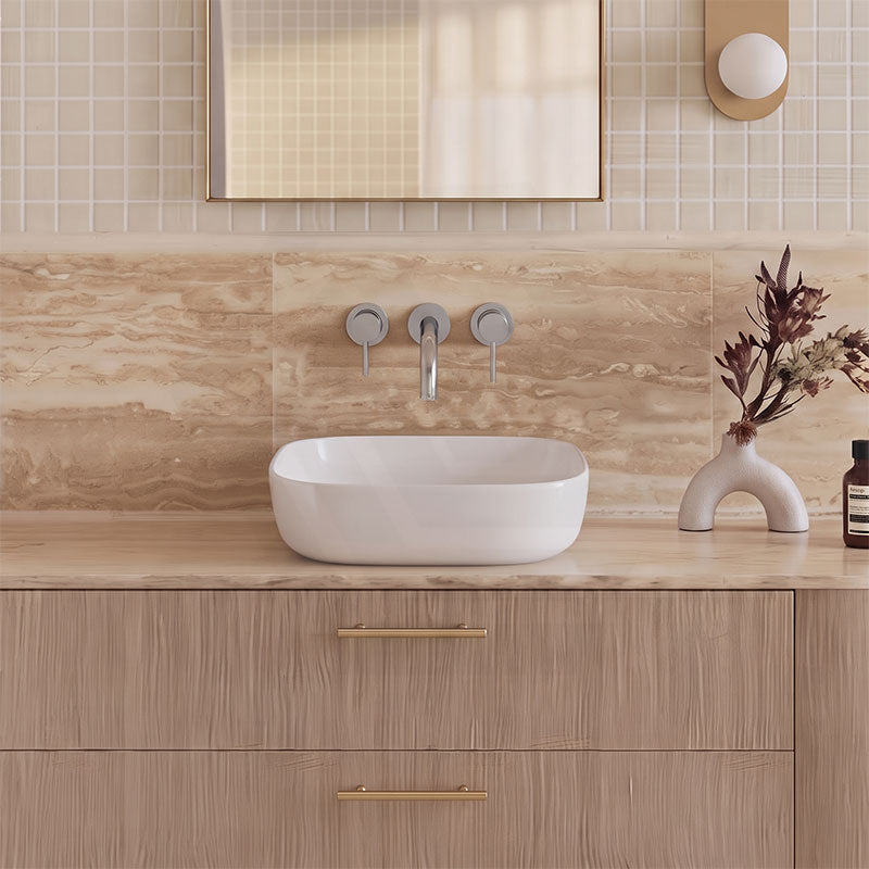Infinity Ceramic Round-Edged Square Above Counter Basin 410x410x145mm - Gloss White