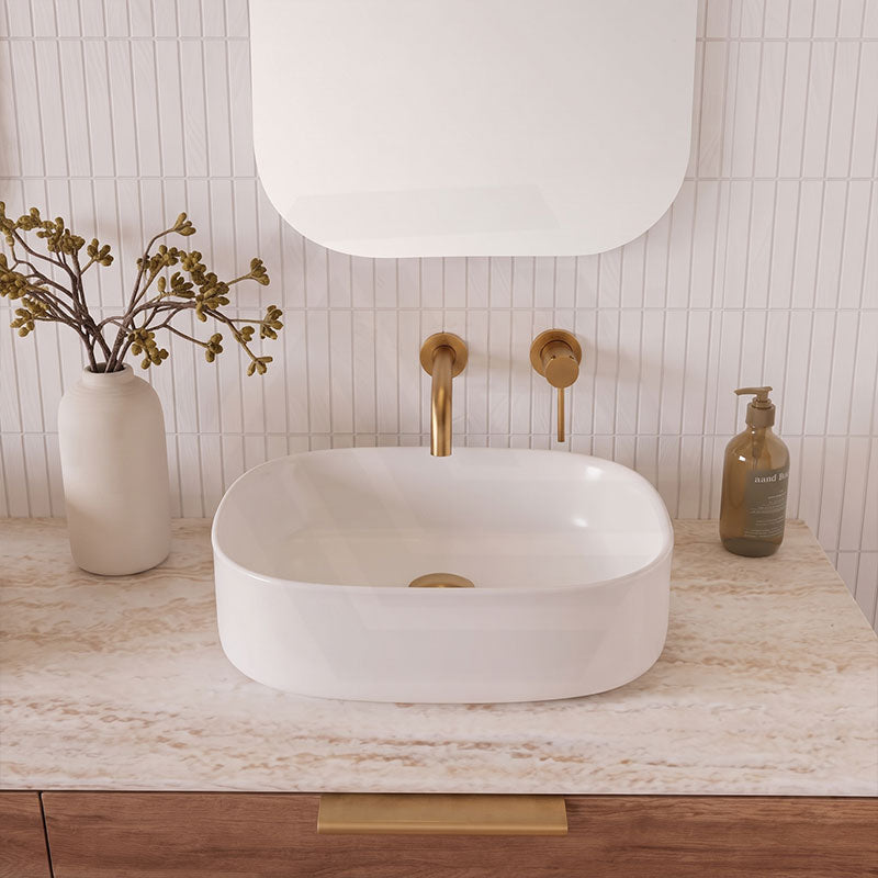 Infinity Ceramic Round-Edged Square Above Counter Basin 410x410x145mm - Gloss White