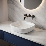 Infinity Ceramic Round-Edged Square Above Counter Basin 410x410x145mm - Gloss White