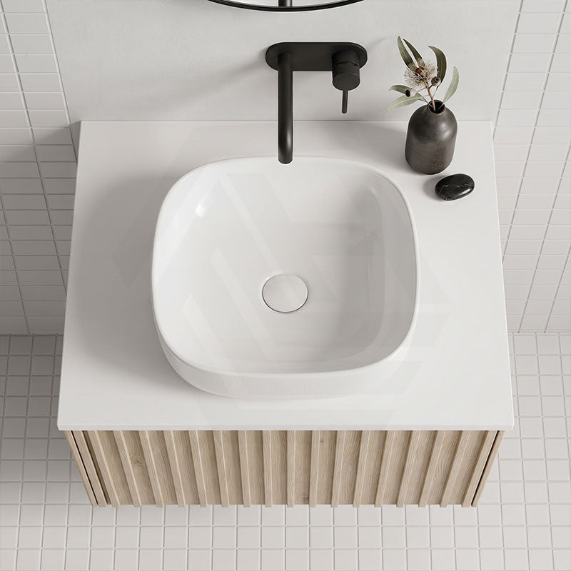 Infinity Ceramic Round-Edged Square Above Counter Basin 410x410x145mm - Gloss White