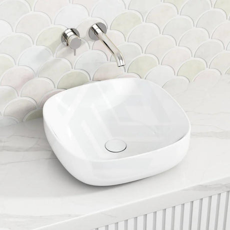 Infinity 410x410x145mm Gloss White Ceramic Round-Edged Square Above Counter Basin
