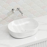 Oval Above Counter Ceramic Basin 490x350x135mm - Gloss White