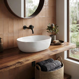 Oval Above Counter Ceramic Basin 490x350x135mm - Gloss White