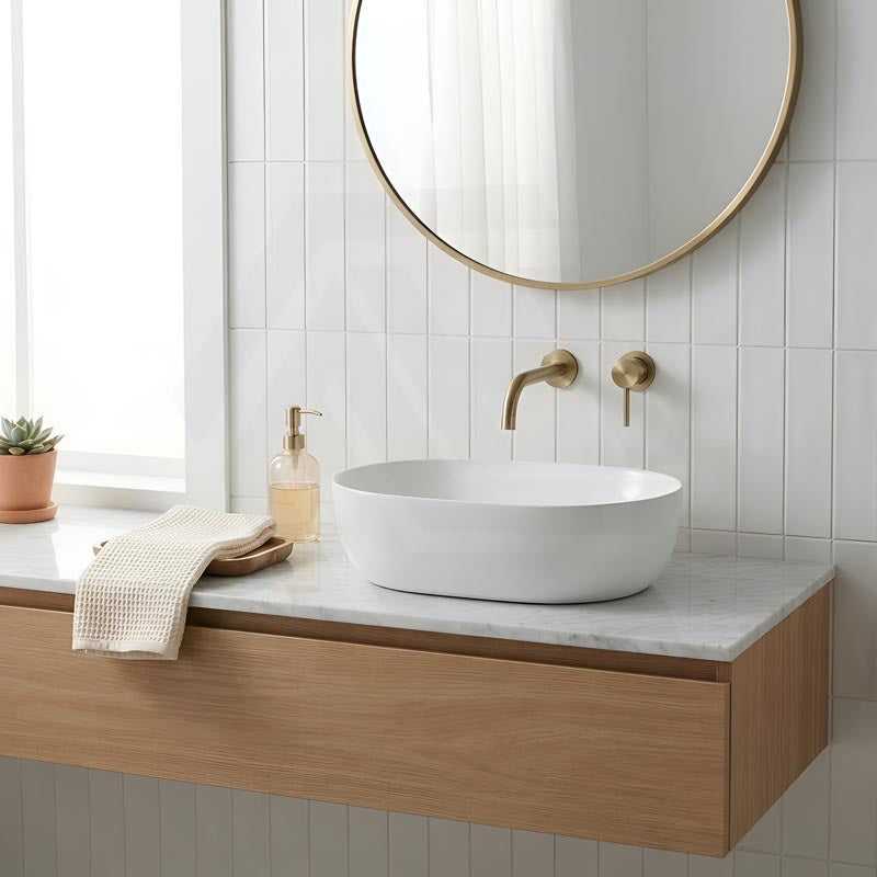 Oval Above Counter Ceramic Basin 490x350x135mm - Gloss White