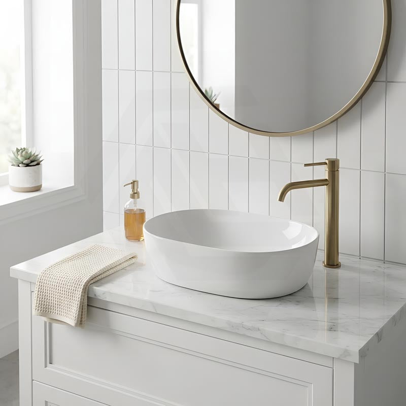 Oval Above Counter Ceramic Basin 490x350x135mm - Gloss White