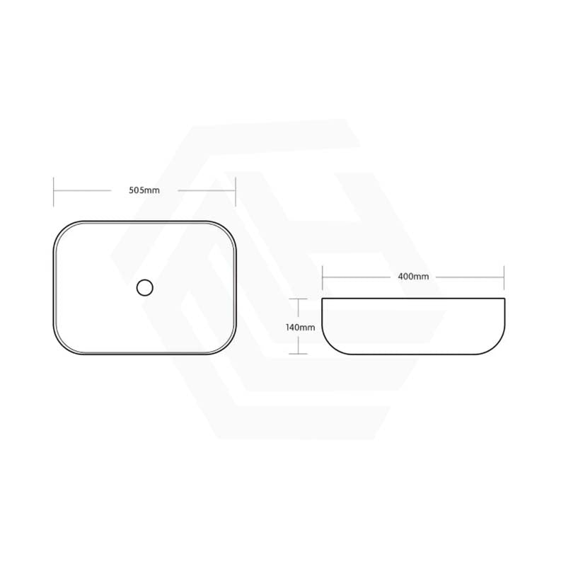Rectangle Above Counter Ceramic Basin 505x400x140mm - Gloss White