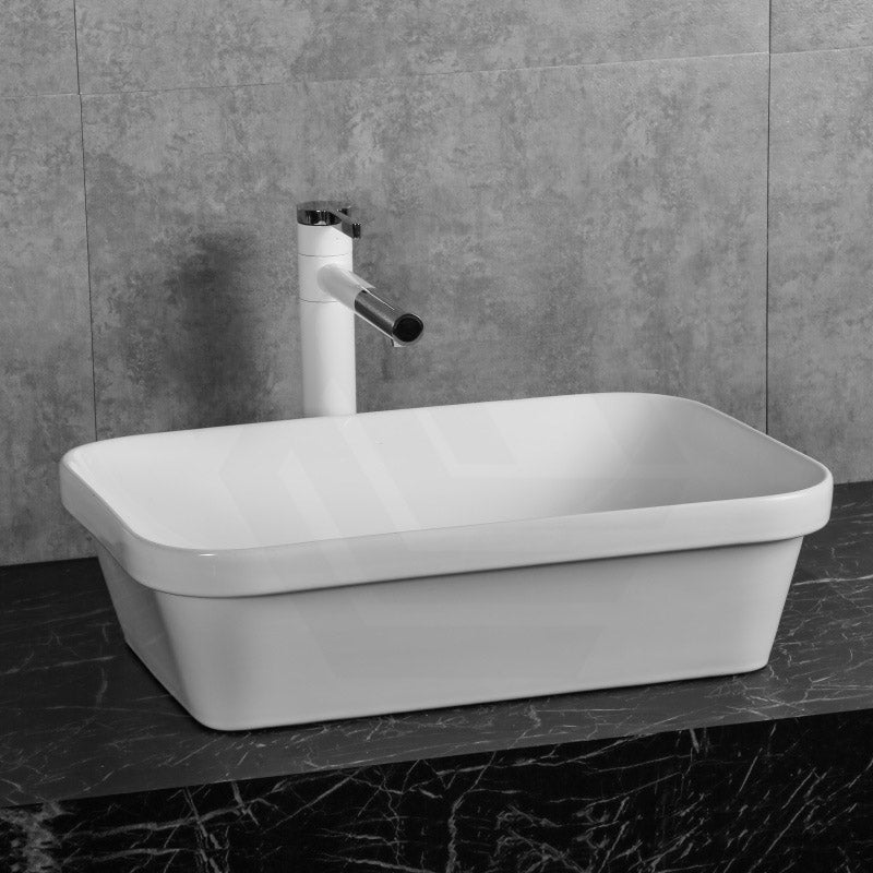 528x368x140mm Rectangle Gloss White Ceramic Inset/Above Counter Basin NO Overflow