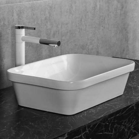 528x368x140mm Rectangle Gloss White Ceramic Inset/Above Counter Basin NO Overflow