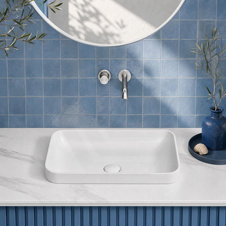 Rectangle Ceramic Inset/Above Counter Basin NO Overflow 528x368x140mm - Gloss White