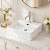 Rectangle Above Counter / Wall Hung Ceramic Basin One Tap Hole 410x420x130mm - Gloss White
