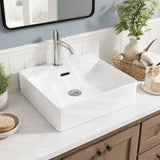 Rectangle Above Counter / Wall Hung Ceramic Basin One Tap Hole 410x420x130mm - Gloss White