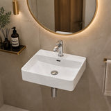 Above Counter/Wall Hung Rectangle Ceramic Basin One Tap Hole 500x420x130mm - Gloss White