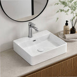 Above Counter/Wall Hung Rectangle Ceramic Basin One Tap Hole 500x420x130mm - Gloss White