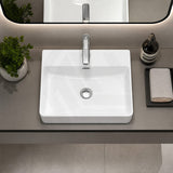 Above Counter/Wall Hung Rectangle Ceramic Basin One Tap Hole 500x420x130mm - Gloss White