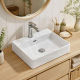 Above Counter/Wall Hung Rectangle Ceramic Basin One Tap Hole 500x420x130mm - Gloss White