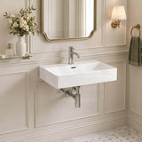 Above Counter / Wall Hung Rectangle Ceramic Basin One Tap Hole 600x420x130mm - Gloss White