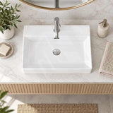 Above Counter / Wall Hung Rectangle Ceramic Basin One Tap Hole 600x420x130mm - Gloss White