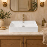Above Counter / Wall Hung Rectangle Ceramic Basin One Tap Hole 600x420x130mm - Gloss White