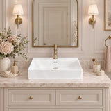 Above Counter / Wall Hung Rectangle Ceramic Basin One Tap Hole 600x420x130mm - Gloss White