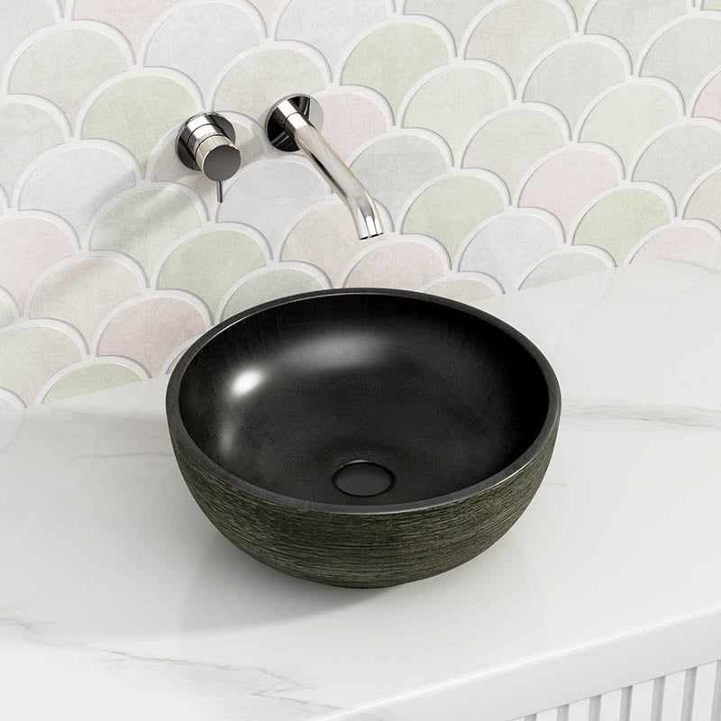 340x340x140mm Round Porcelain Above Counter Basin Bathroom Wash Art Basin
