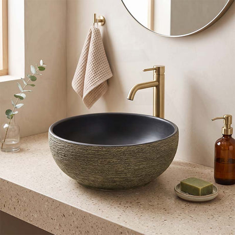 Infinity Round Porcelain Above Counter Basin Bathroom Wash Art Basin NO Overflow 340x340x140mm - Multi Colour