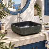 Square Porcelain Above Counter Basin Bathroom Wash Art Basin 380x380x140mm - Multi Color