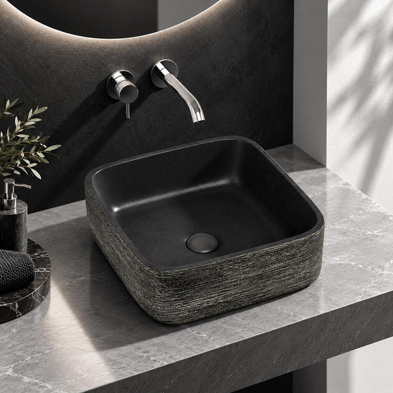Square Porcelain Above Counter Basin Bathroom Wash Art Basin 380x380x140mm - Multi Color