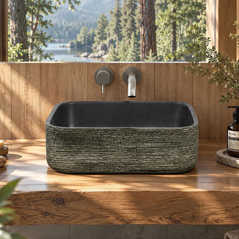 Square Porcelain Above Counter Basin Bathroom Wash Art Basin 380x380x140mm - Multi Color