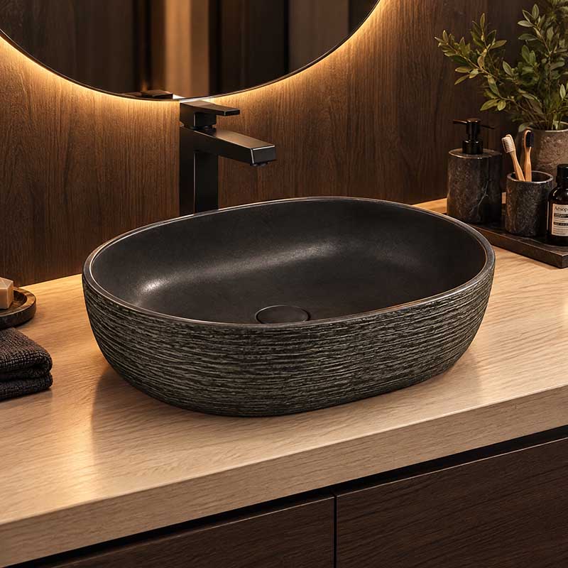 Oval Porcelain Above Counter Basin Bathroom Wash Art Basin Racetrack 475x340x130mm