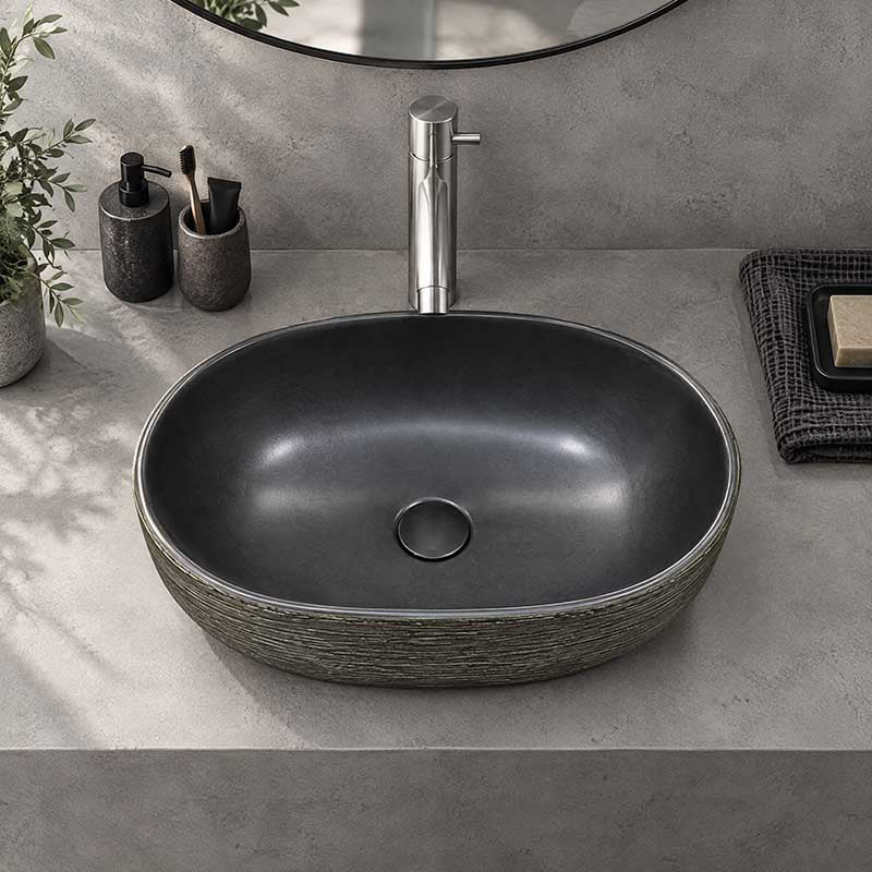 Oval Porcelain Above Counter Basin Bathroom Wash Art Basin Racetrack 475x340x130mm