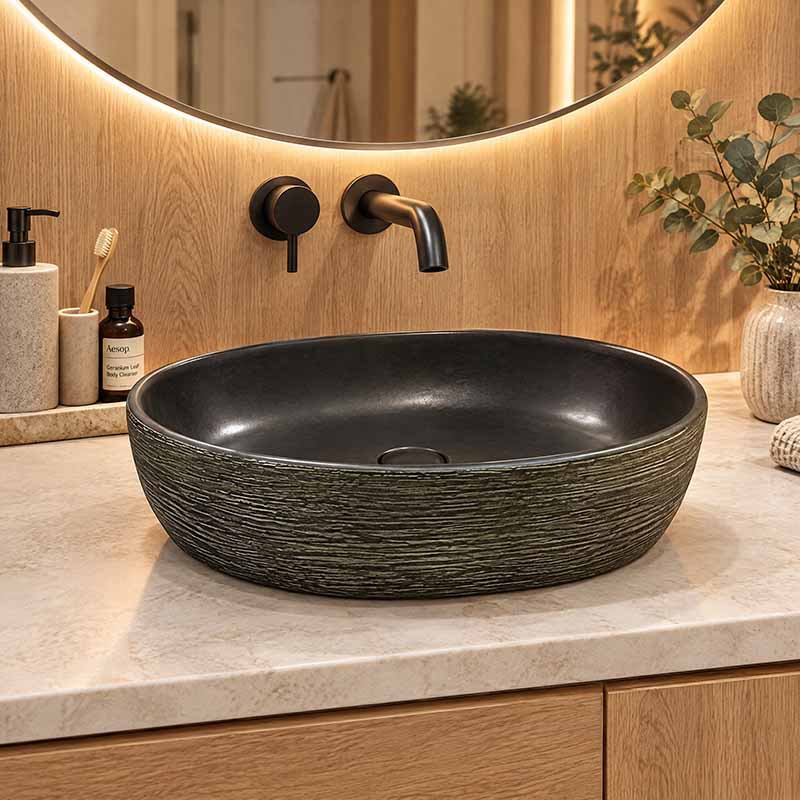 Oval Porcelain Above Counter Basin Bathroom Wash Art Basin Racetrack 475x340x130mm
