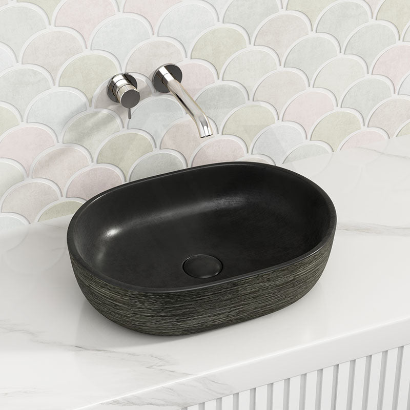 475x340x130mm Oval Porcelain Above Counter Basin Bathroom Wash Art Basin Racetrack