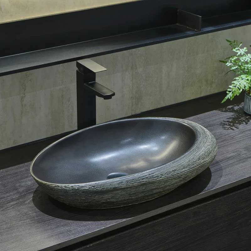Oval Porcelain Above Counter Basin Bathroom Wash Art Basin 580x370x120mm