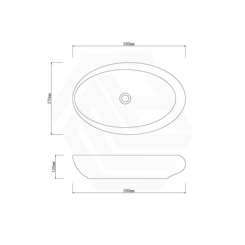 Oval Porcelain Above Counter Basin Bathroom Wash Art Basin 580x370x120mm